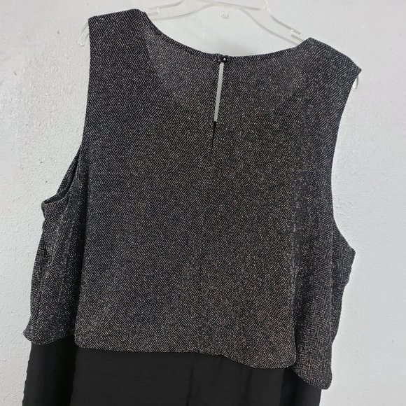 Scarlett Women's 24W Black Silver Textured Knee Length Sleeveless Dress Gown - Picture 7 of 13